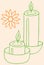 Sketch of Burning Candle and Using Handmade DIya during Diwali Festival Celebration Editable Outline Illustration