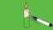 Sketch burning white candle with black outline on abstract green background