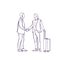 Sketch Business Man Greeting Businessman With Suitcase Silhouette Meeting