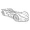 Sketch, cartoon illustration, passenger sports car, coloring book, isolated object on a white background, vector