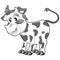 sketch cartoon scene with funny looking cow calf illustration for children