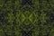 Sketch for ceramic tiles. Oriental green symmetrical pattern on a black background. Seamless