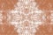 Sketch for ceramic tiles. Oriental white symmetrical pattern on a orange background. Seamless