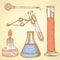 Sketch chemical set in vintage style