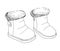 Sketch of children`s boots. A pair of shoes isolated on white background. Vector illustration