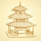 Sketch Chinese temple, vector background eps 10