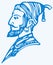 Sketch Closeup Chatrapati Shivaji Face Outline Editable Vector Illustration