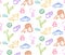 Sketch Colored Children Toys Seamless Pattern