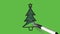 Sketch colourful christmas tree with yellow star with black outline on abstract green background