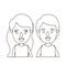 Sketch contour caricature front view half body couple children