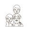 Sketch contour caricature half body family parents with boy on his back