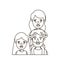 Sketch contour caricature half body family parents with girl on his back