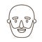 Sketch contour caricature old bald man bearded