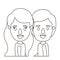 Sketch contour caricature side view half body couple children