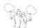 Sketch Couple Embracing Hold Cloud Copy Space Chat Bubble Doodle Man And Woman Over White Background