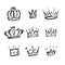 Sketch crown. Simple graffiti crowning, elegant queen or king crowns hand drawn. vector