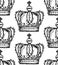 Sketch crown, vector vintage seamless pattern