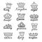 Sketch crowns. Hand drawn king, queen crown and princess tiara. Royalty vector doodle symbols and majestic logos