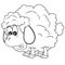 Sketch, cute surprised sheep character, coloring book, isolated object on white background, cartoon illustration, vector