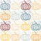 Sketch decorated pumpkin repeat background
