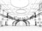 Sketch design of interior luxury hall