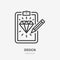 Sketch of diamond flat line icon. Tattoo custom design development vector illustration. Outline sign for tattooist