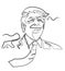 Sketch of Donald Trump like person, head, smiling