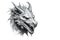 Sketch Dragon Head Illustration. A fierce and majestic black dragon head, intricately designed with tribal elements, perfect for a