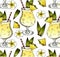 Sketch drawing pattern of Pina Colada cocktail on white background.