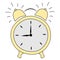 Sketch drawn in vector with yellow morning ring alarm clock on isolated white background