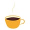 Sketch drawn in vector with yellow mug with black strong morning coffee on isolated white background