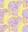 Sketch elephant, vector vintage seamless pattern