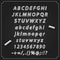 Sketch English font, Board with a set of symbols, alphabet and numbers, Vector illustration,