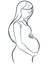 Sketch Expecting Woman Touching Pregnant Belly