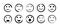 Sketch face. handdrawn icon of smile. Happy and sad emoticon. Doodle of smiley. Set of emoji faces. Outline of black icons. Angry