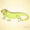 Sketch fancy iguana in vintage style