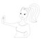 Sketch fashion selfie illustration with a cute young girl taking a selfie on her phone 2