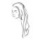 sketch female face sensual silhouette with long hairstyle