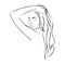 sketch female half body sensual silhouette with long hairstyle