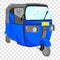 Sketch flat color of blue bajaj, one of local economic public transportation in india and indonesia at transparent effect backgrou