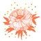 Sketch flower illustration on white backdrop. Romantic peony Vector illustration. Creative tattoo design. Beautiful