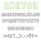 Sketch font, decorative latin alphabet type set.