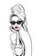 Sketch of glamour woman in towel and bathrobe