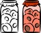 Sketch of glass jar with canned peaches