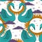 Sketch graphic illustration Beautiful seamless pattern bird swan color with mystic and occult hand drawn symbols. Vector illustrat