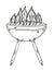 Sketch of the grill with big flames