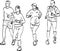 Sketch of group citizens jogging