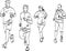 Sketch of group townspeople jogging