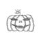 Sketch of a halloween evil pumpkin curve on a white background