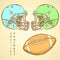 Sketch helmet and american football ball